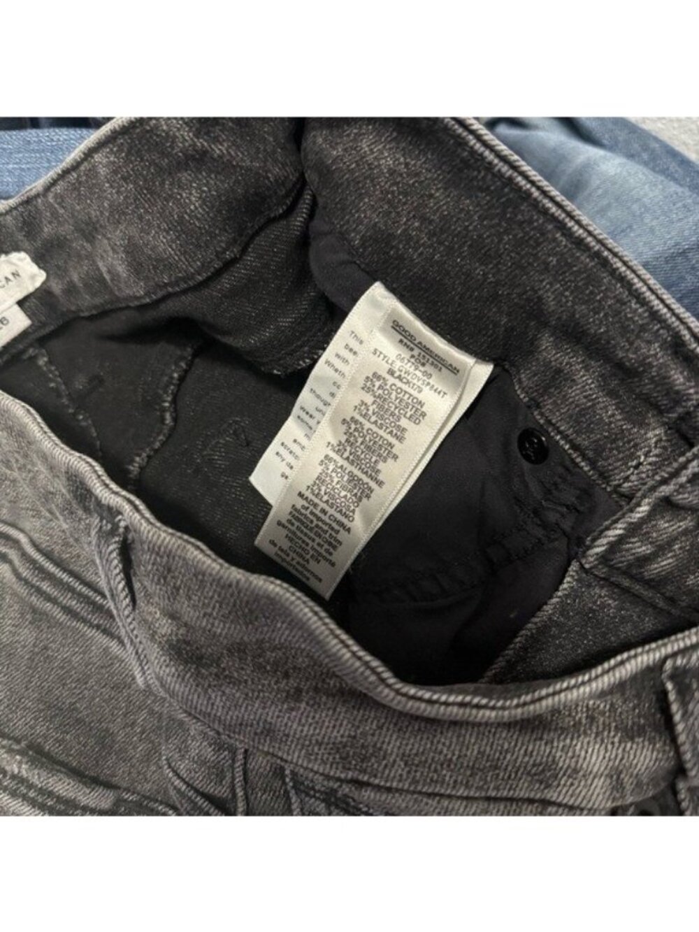Good American Shadow Pocket Jean Distressed Skinny Raw Hem Grey Black Size 2 - Picture 5 of 12